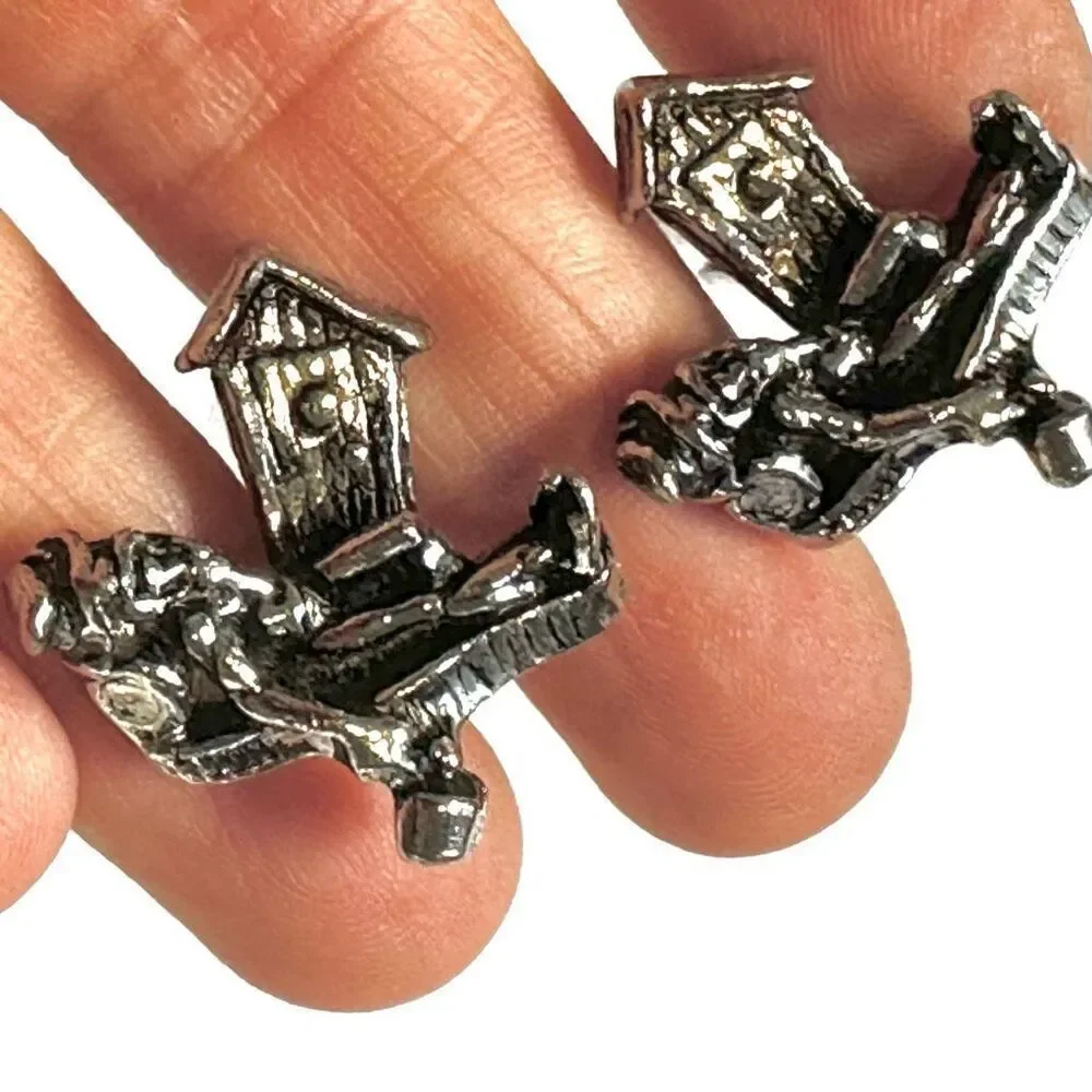 Hillbilly by outhouse silver tone cufflinks